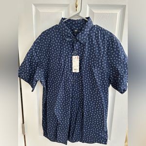 Uniqlo extra Fine Cotton Short Lseev Shirt Navy